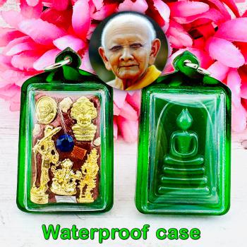 Somdej Lucky Stone Green Jade Magic Money Wealth Hong Be2556 Thai Amulet #18430